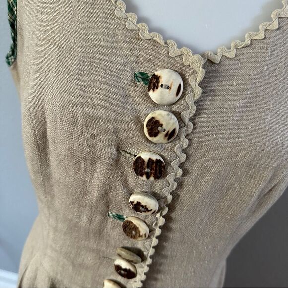 Vintage folklore prairie linen Berwin & Wolff linen tank maxi dress Sz 40 - Picture 2 of 6